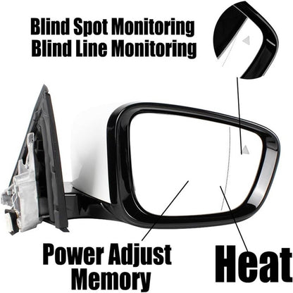 Bethesda Industrial Passenger Side Mirror w/Blind Spot White For 2019-2023 BMW 320i 330i 330e