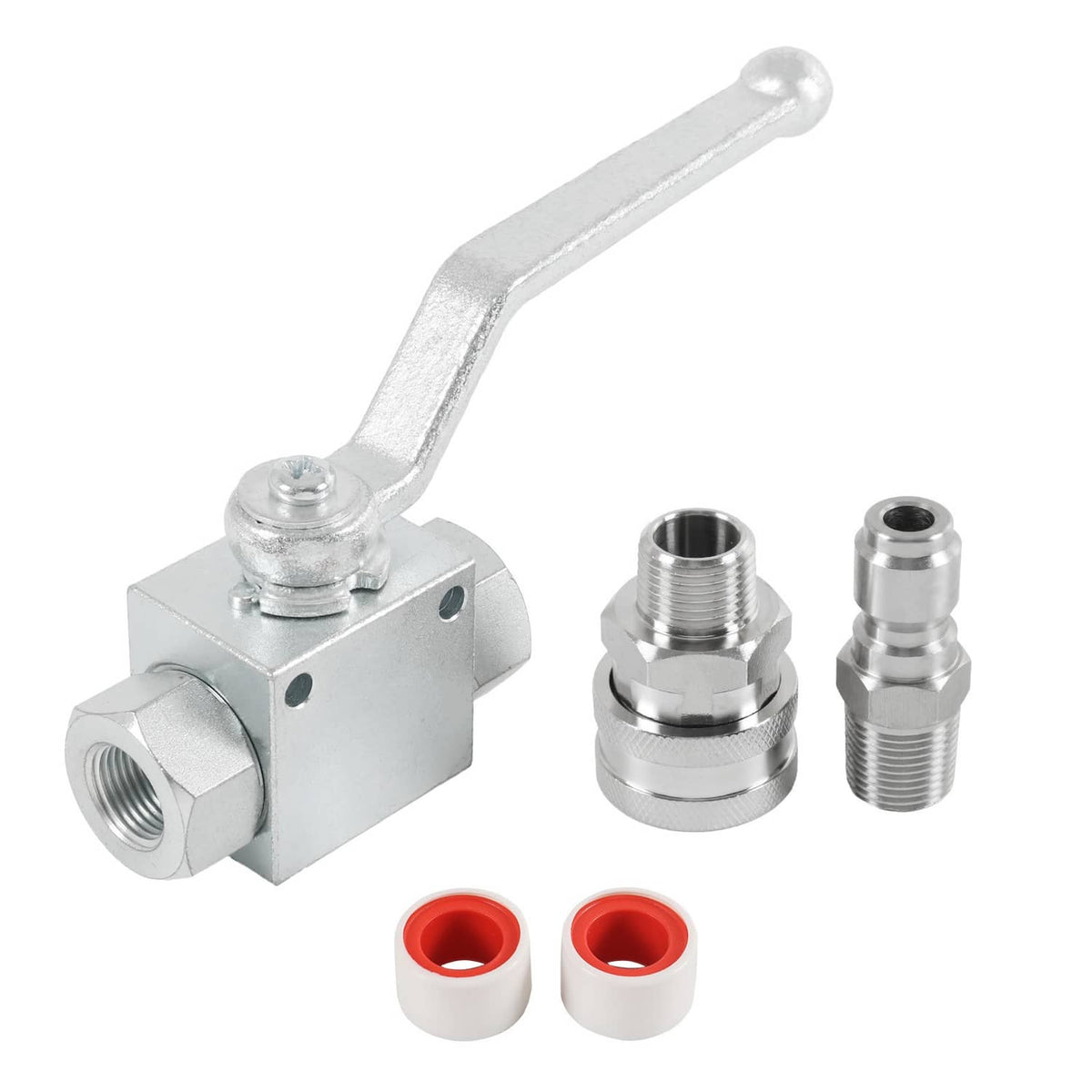 Bethesda Industrial Steel High Pressure Washer Ball Valve Kit, 3/8 Inch Quick Connect 4500 PSI
