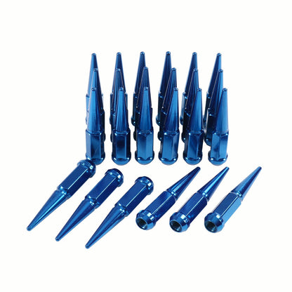 Bethesda Industrial 24PCS M14x1.5 Spike Lug Nuts 4.5 Tall Blue For 6 Lug GMC Chevy Ford With Key