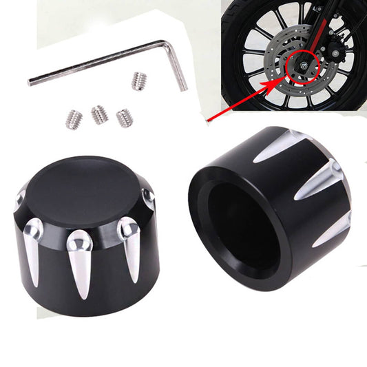 Bethesda Industrial Black Thick Cut Front Axle Cap Nut Covers For Harley Touring Road Glide King