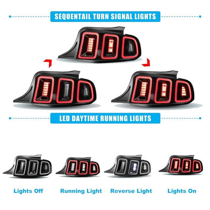 Bethesda Industrial For 2010-2014 Ford Mustang Full LED w/ Sequential Tail Lights Black Brake Lamps
