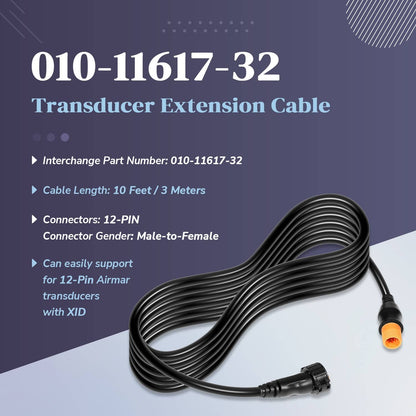 Bethesda Industrial Replace for Garmin 010-11617-32 Transducer Extension Cable 12-Pin 10ft. with XID