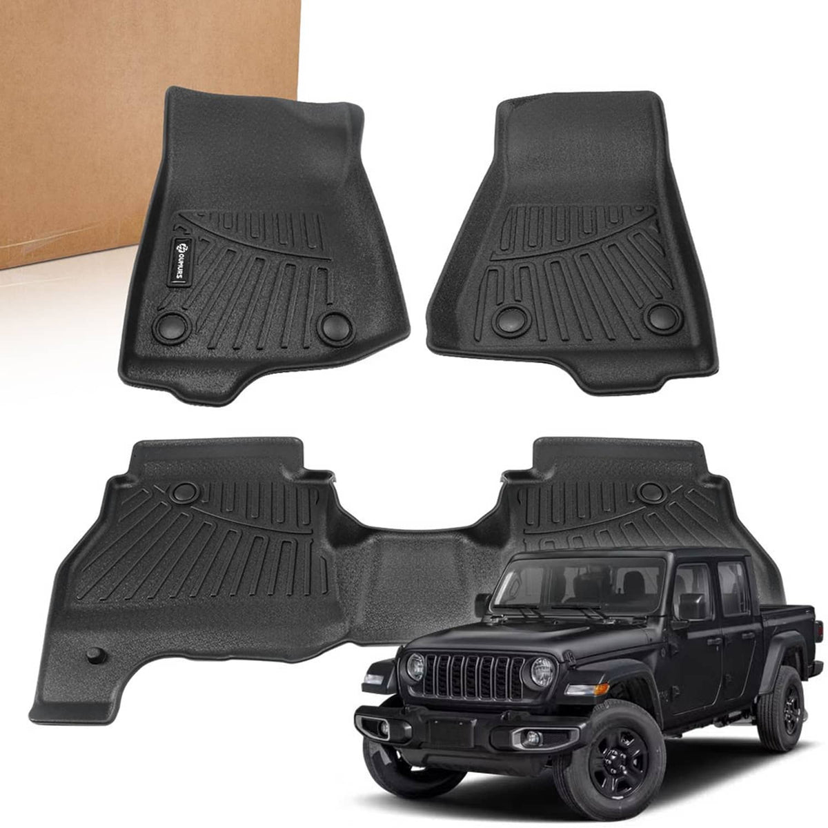Bethesda Industrial TPE Floor Mats 3Pcs/Set For 2020-26 Jeep Gladiator All Weather Protection Liners