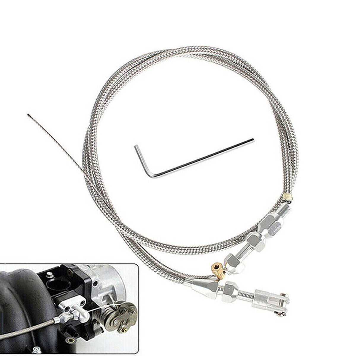 Bethesda Industrial LS 92MM Throttle Body with Position Sensors TPS IAC & Throttle Gas Cable Kit
