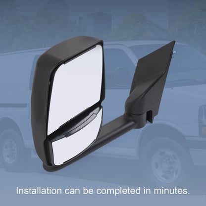 Bethesda Industrial LH + RH Pair Manual Tow Mirrors For 2003-2017 Chevy Express Savana Van Smooth
