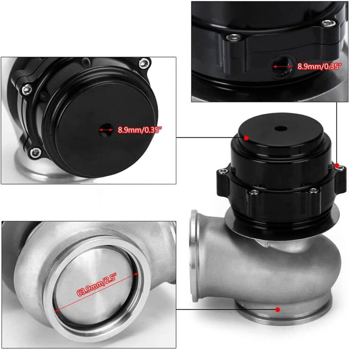 Bethesda Industrial 60MM V-Band Flange Clamp Wastegate EWG Waste Gate 10 & 18 PSI Spring Kits Black