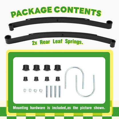 Bethesda Industrial Rear 2 Leaf Spring Kit W/Bushing & Sleeves For Golf Carts EZGO RXV 2008-UP