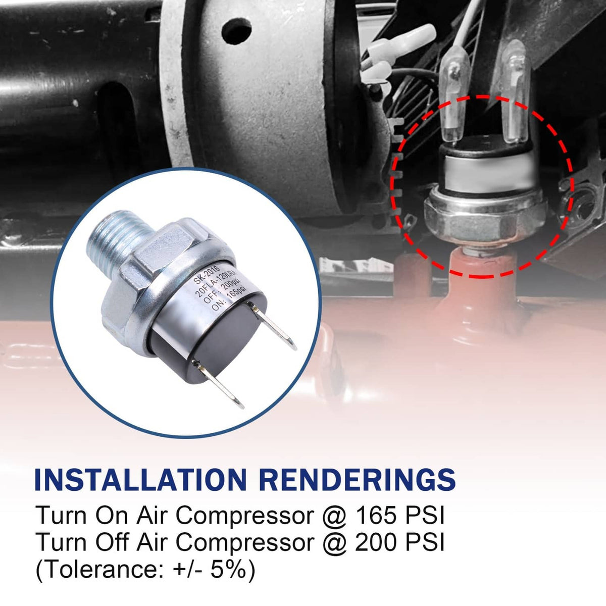 Bethesda Industrial Air Pressure Switch For 165-200psi Air Ride Suspension Air Compressor Tank NEW