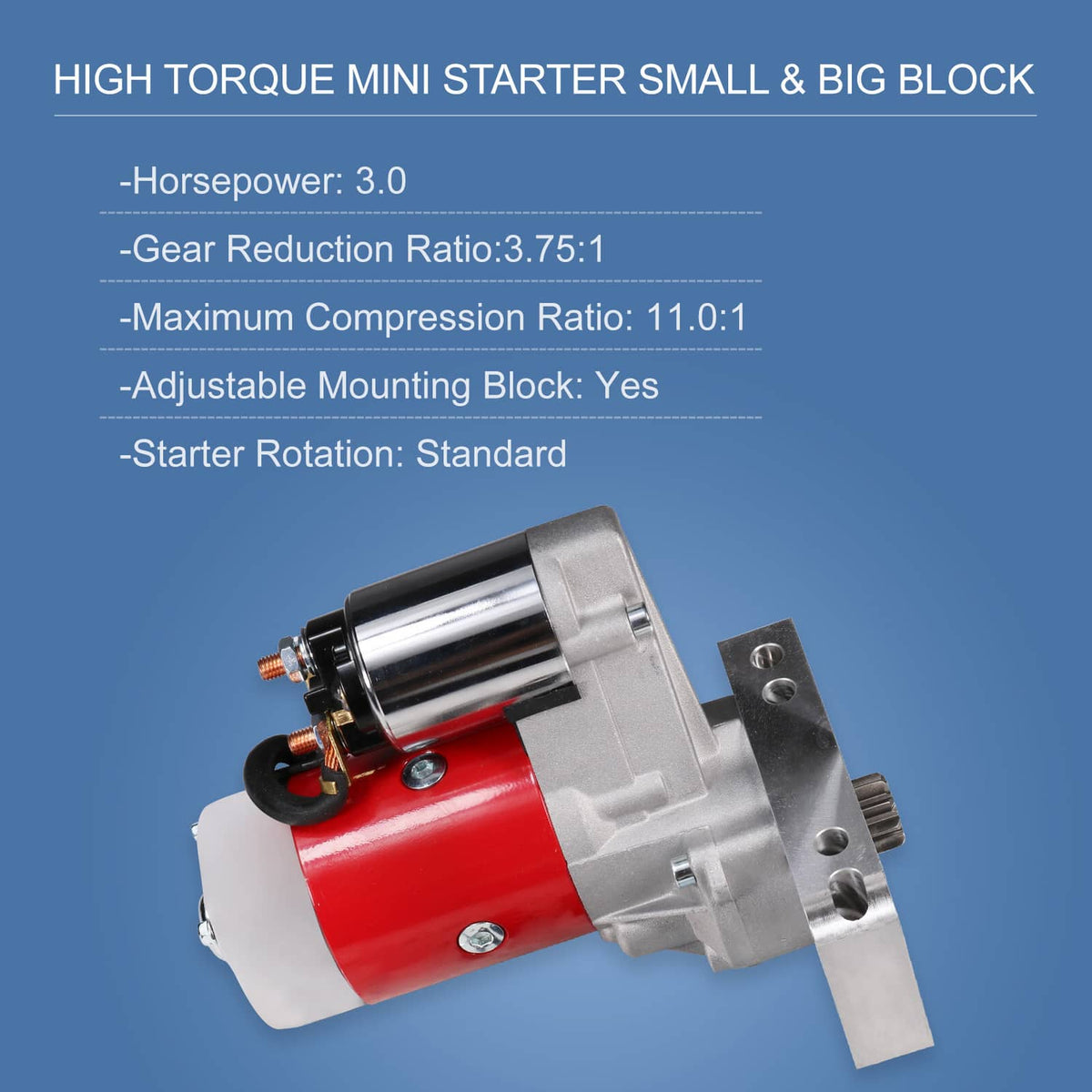 Bethesda Industrial Red High Torque Mini Starter 153 168 Tooth For Small & Big Block Chevy NEW