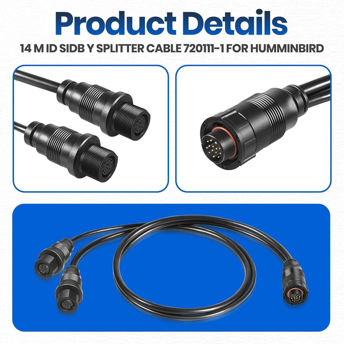 Bethesda Industrial 14 M ID SIDB Y Splitter Cable 720111-1 for Humminbird SOLIX/APEX/XPLORE 30-Inch