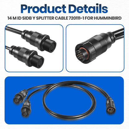 Bethesda Industrial 14 M ID SIDB Y Splitter Cable 720111-1 for Humminbird SOLIX/APEX/XPLORE 30-Inch