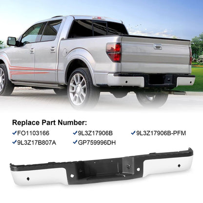 Bethesda Industrial Chrome Rear Step Bumper Assembly With Sensor Holes For Ford F-150 F150 2009-2014