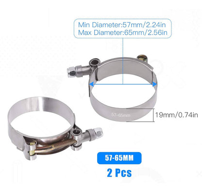 Bethesda Industrial 2pcs 2" Inch T-bolt Clamp Silicone Stainless Steel Hose Turbo Intake Intercooler