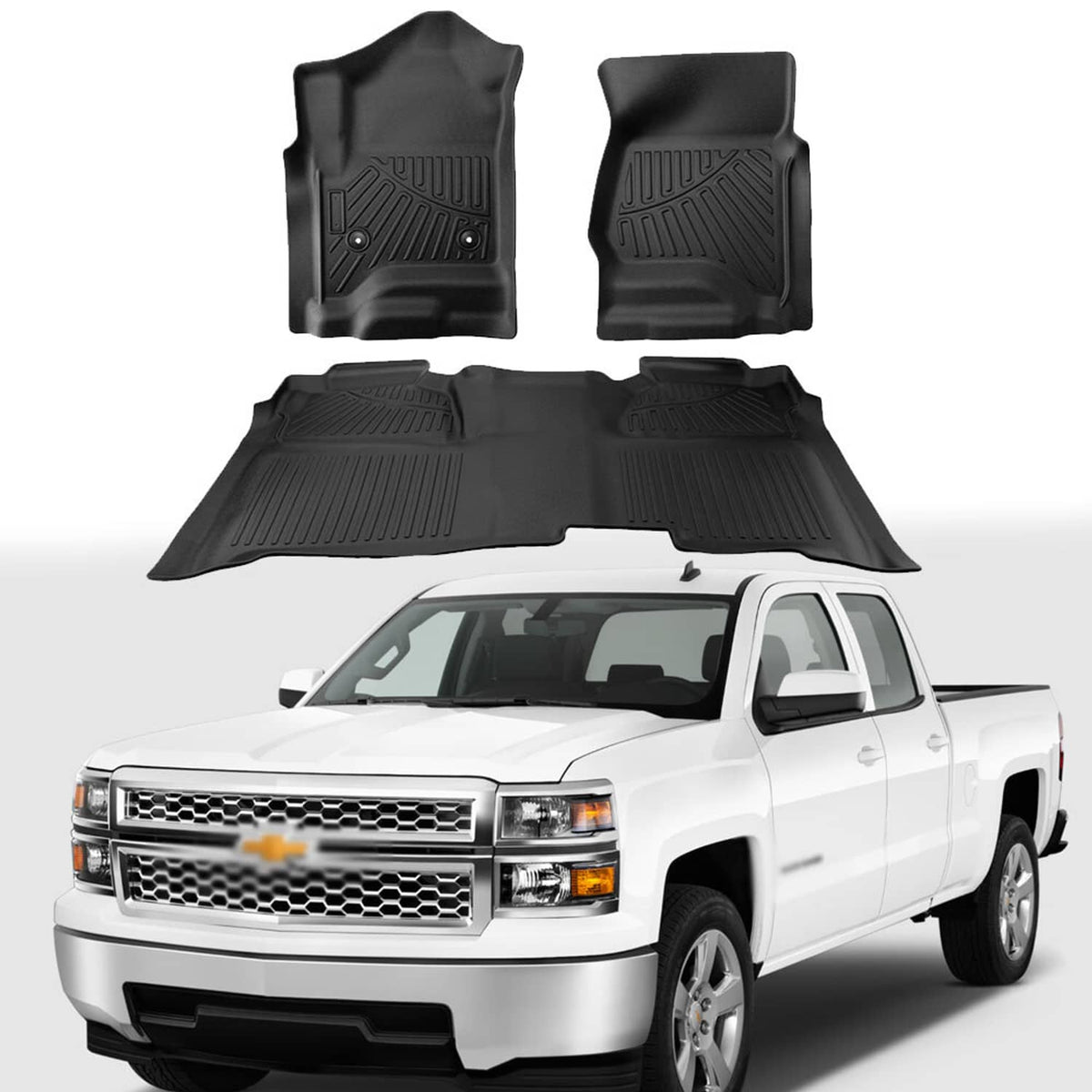 Bethesda Industrial For 2015-19 Silverado/Sierra 2500/3500 Crew Cab 1st & 2nd Row Floor Mats Set