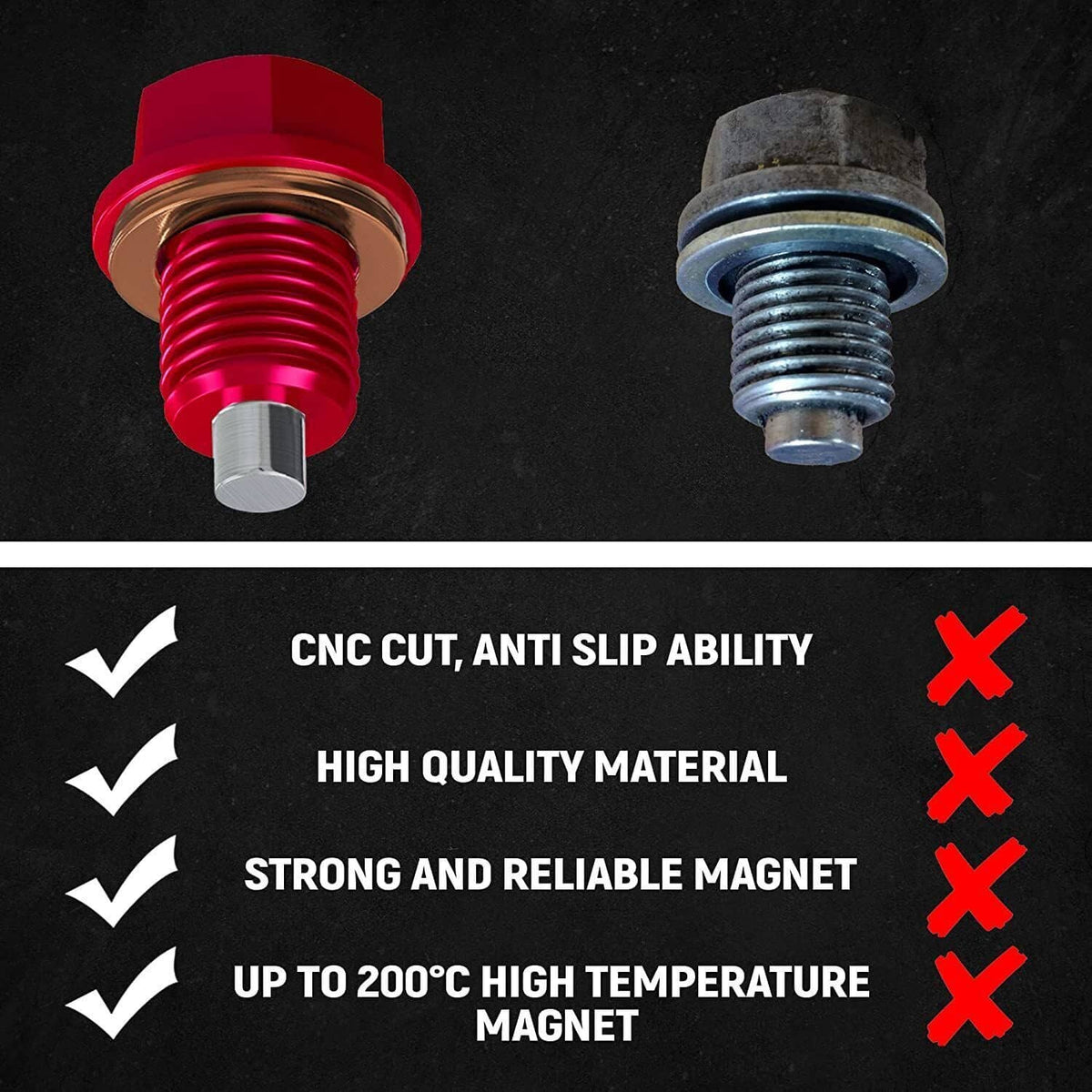 Bethesda Industrial M14x1.5mm Car Engine Magnetic Oil Drain Plug Screw Nut Bolt Sumps Universal