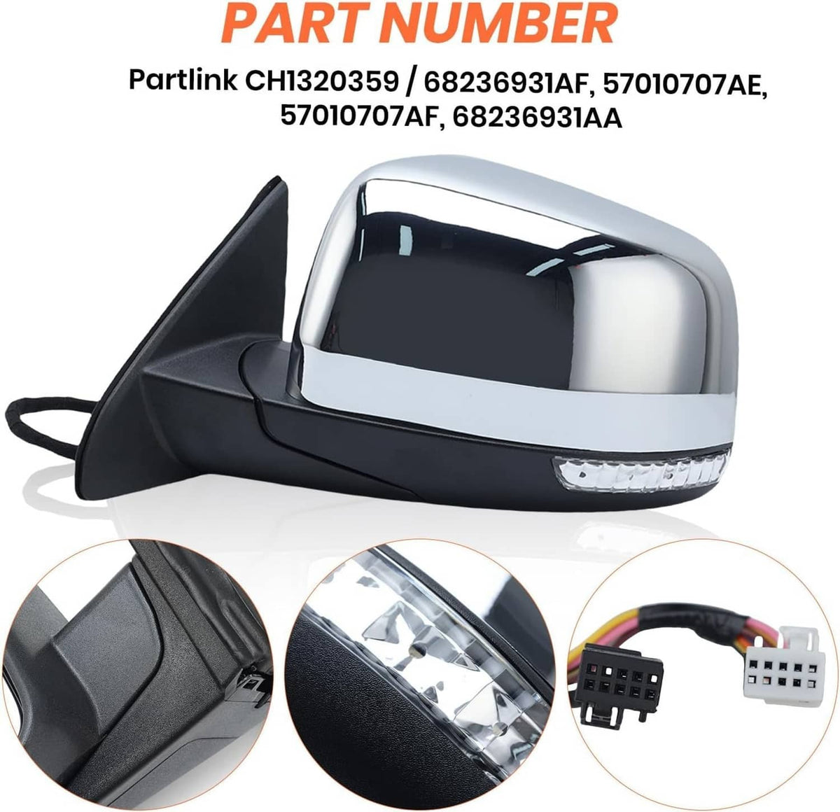 Bethesda Industrial Driver Side Mirror w/ Manual Folding Blind Spot For 2011-22 Jeep Grand Cherokee