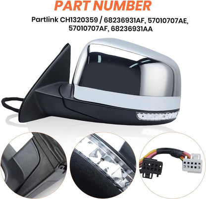 Bethesda Industrial Driver Side Mirror w/ Manual Folding Blind Spot For 2011-22 Jeep Grand Cherokee