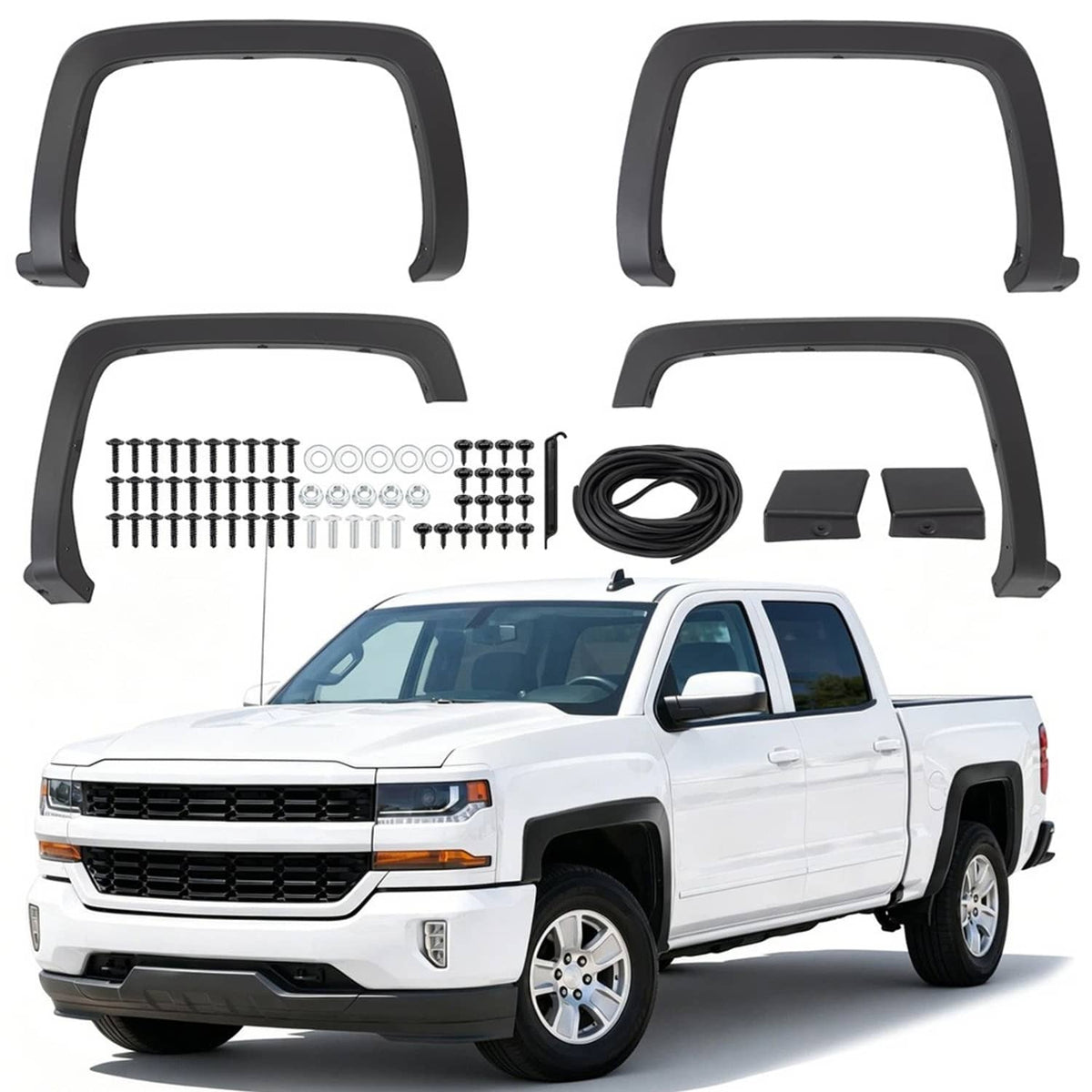 Bethesda Industrial 4x Fender Flares for Chevrolet Silverado 1500 2500HD 3500HD Front & Rear Side