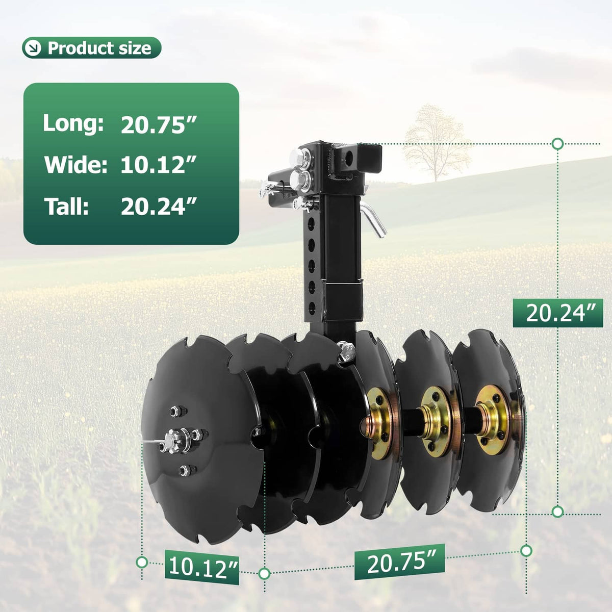 Bethesda Industrial 20" Notched Disc Harrow Plow Attachment for ATV UTV W/ 6 X Concave 2" Receiver