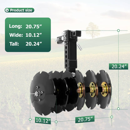 Bethesda Industrial 20" Notched Disc Harrow Plow Attachment for ATV UTV W/ 6 X Concave 2" Receiver