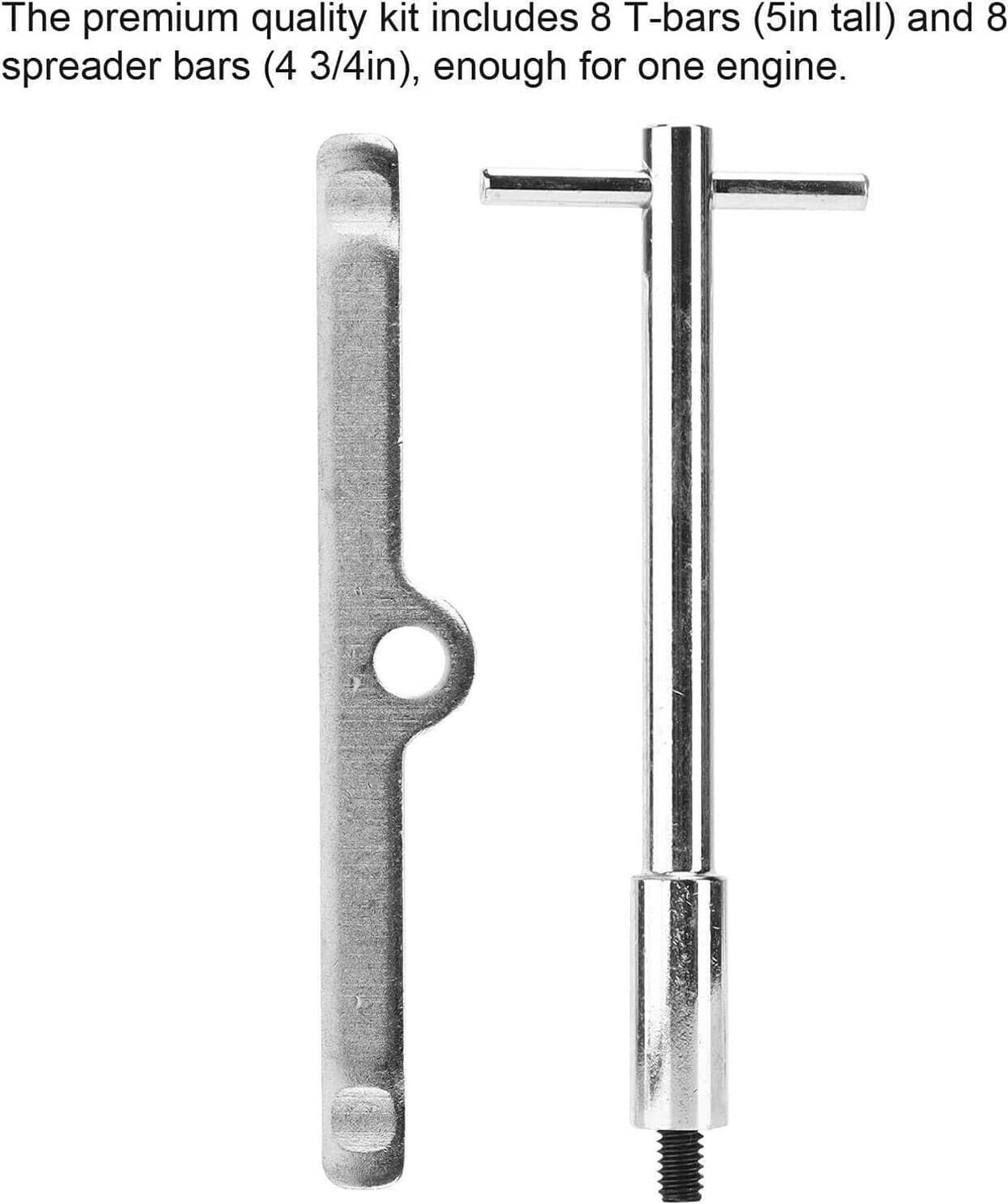 Bethesda Industrial Chrome T-Bar, 4-1/4" Tall Valve Cover Bolts, Hold Down Kit for Chevy SBC 283-350