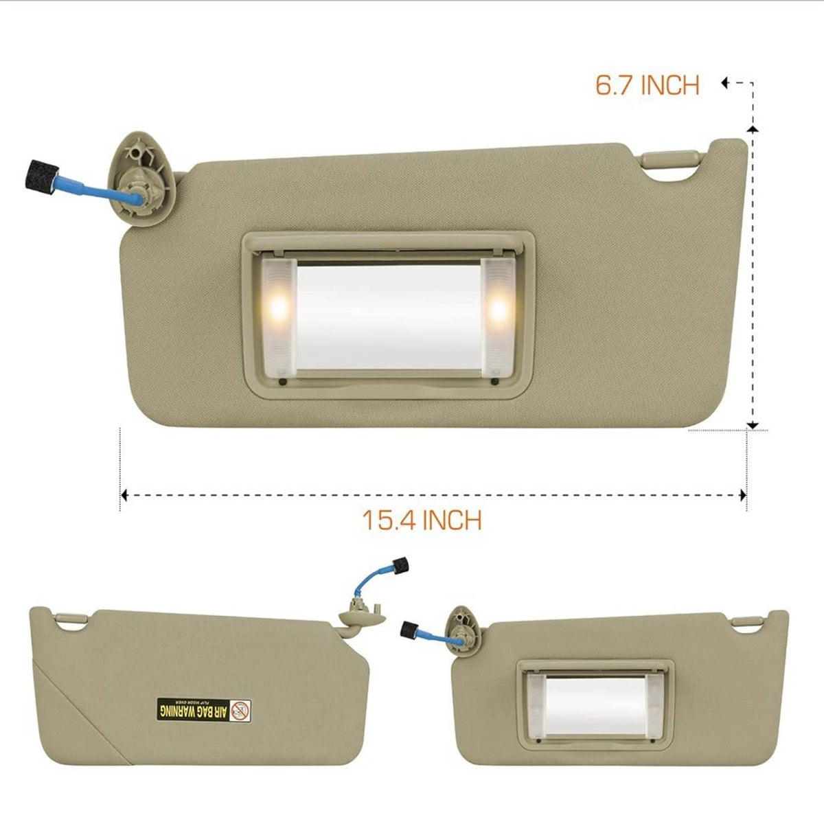 Bethesda Industrial Left Driver Side Sun Visor w/ Light & Mirror For 2008-2017 Honda Accord Beige