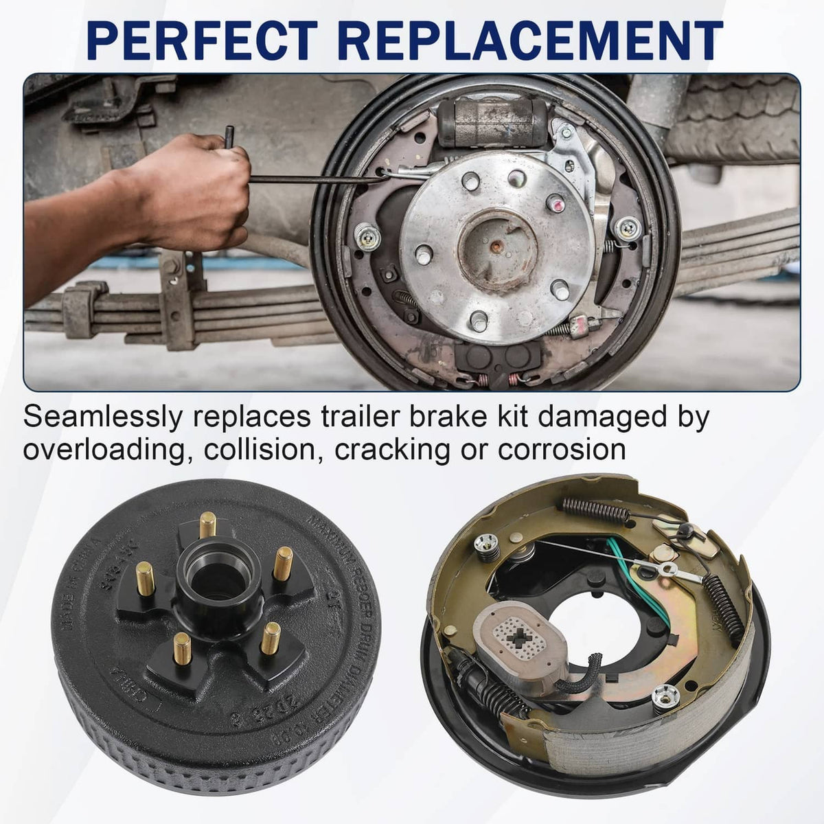 Bethesda Industrial NEW Electric Trailer Brake 10" x 2-1/4" & 5 on 4.5" Hub Drum Kit for 3500 lbs