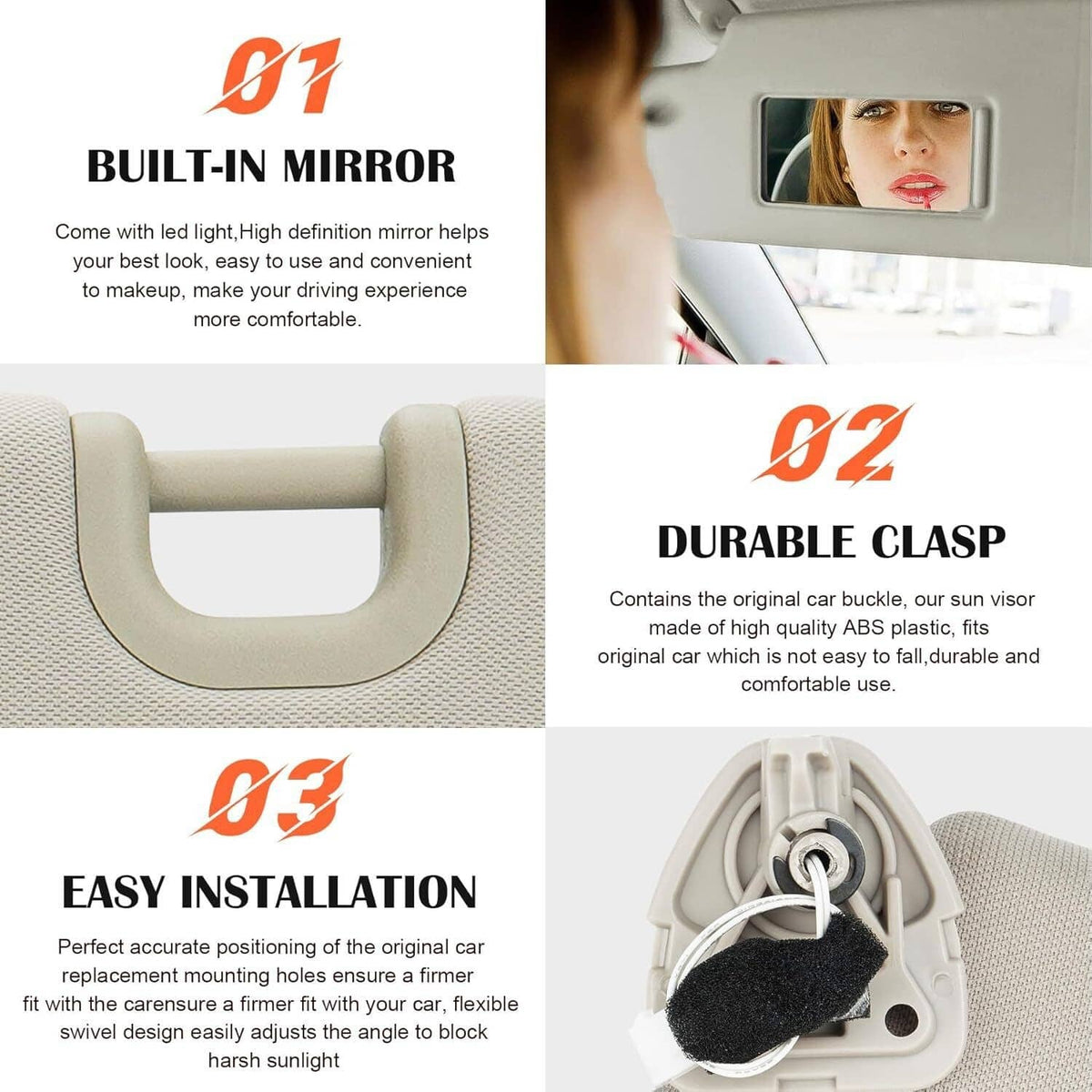 Bethesda Industrial Sun Visor With Lamp Left Driver Gray for 2013-2018 Nissan Pathfinder 96401-9PB0A