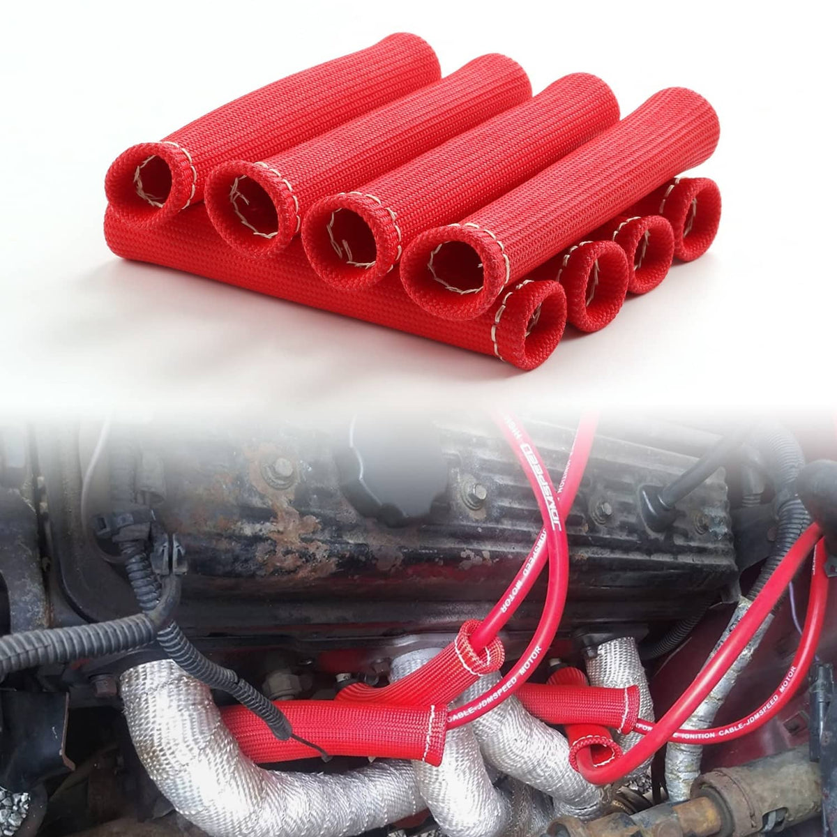 Bethesda Industrial With BOOTS HEAT SHIELD PROTECTOR Plug Wires Set JDMSPEED SBC BBC HEI 350 383 454