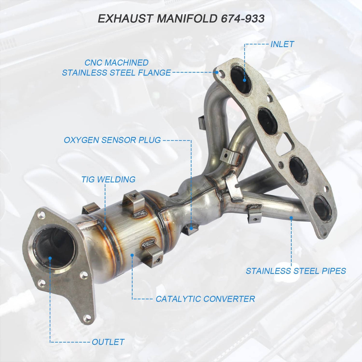 Bethesda Industrial Exhaust Manifold Catalytic Converter for 2007-2013 Nissan Altima 2.5L L4
