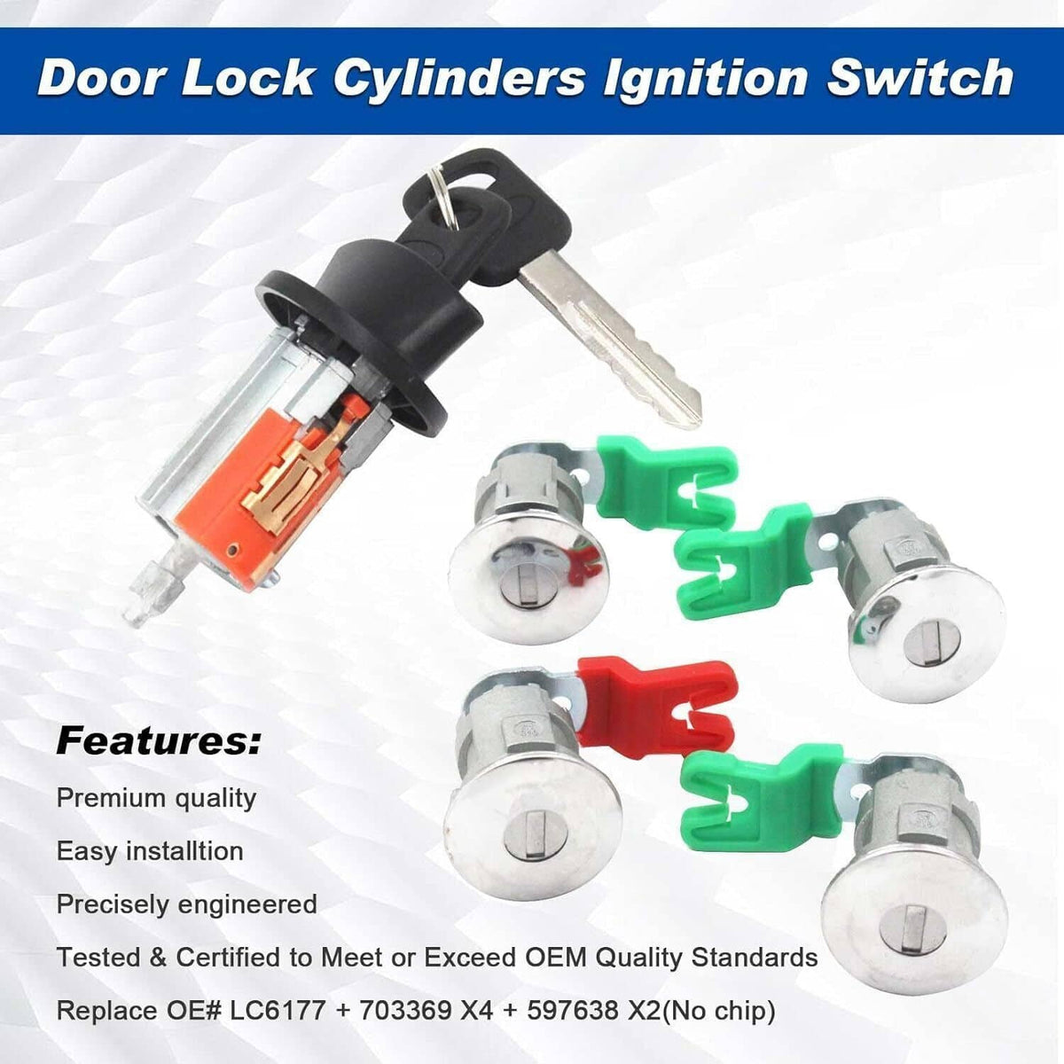 Bethesda Industrial For Ford Econoline Van E150 E250 E350 Ignition & Door Lock Cylinder KEYED ALIKE