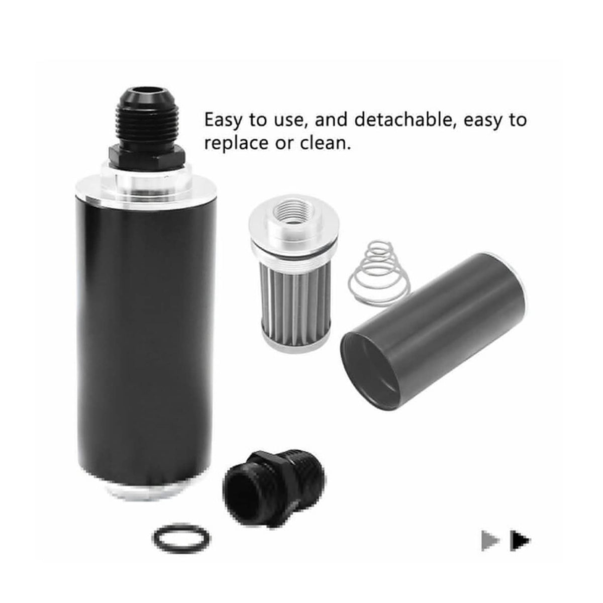 Bethesda Industrial Inline Fuel Filter 100 Micron with 6AN 8AN 10AN Adapter Universal Cleanable 58mm