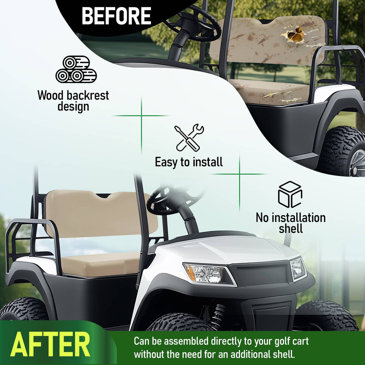Bethesda Industrial Front Seat Bottom Cushion Assembly Set Golf Cart For EZGO RXV 2008-UP Models