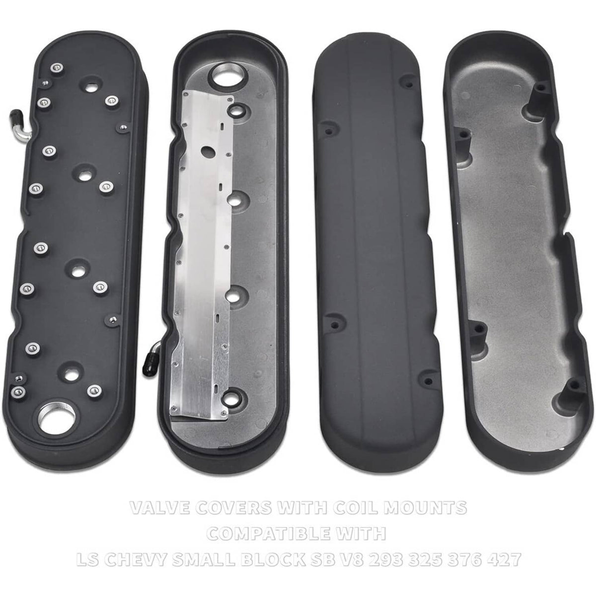 Bethesda Industrial Valve Covers with Coil Mounts w/Covers for Chevy LS LS1 LS2 LS3 LS6 LS7 Aluminum