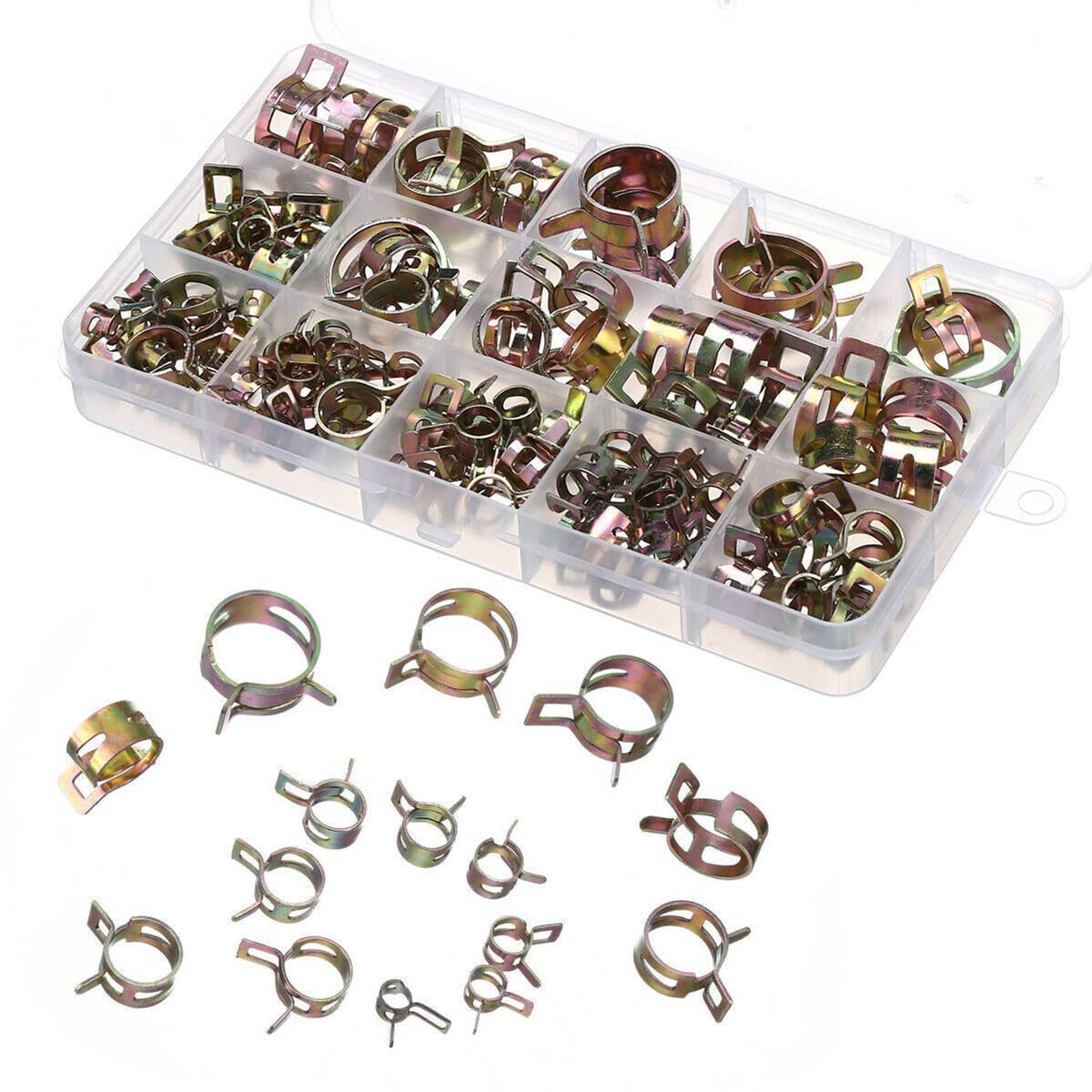 Bethesda Industrial 115PC 6-22mm Spring Hose Clamps Fastener Fuel Water Line Pipe Air Tube Clips Kit