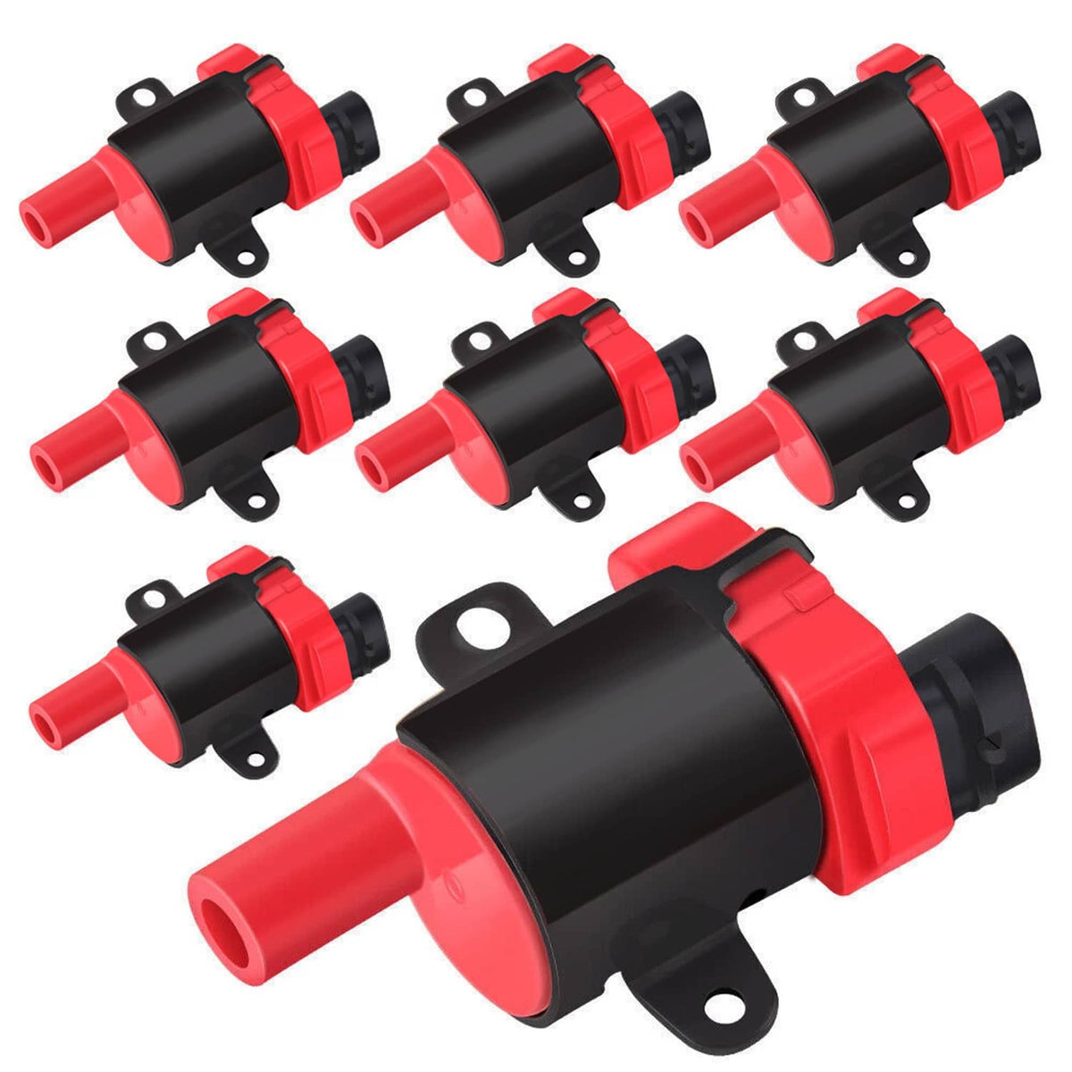 Bethesda Industrial 8 Set Round Ignition Coil and Spark Plug Wire For Chevy Silverado 1500 2500 GMC