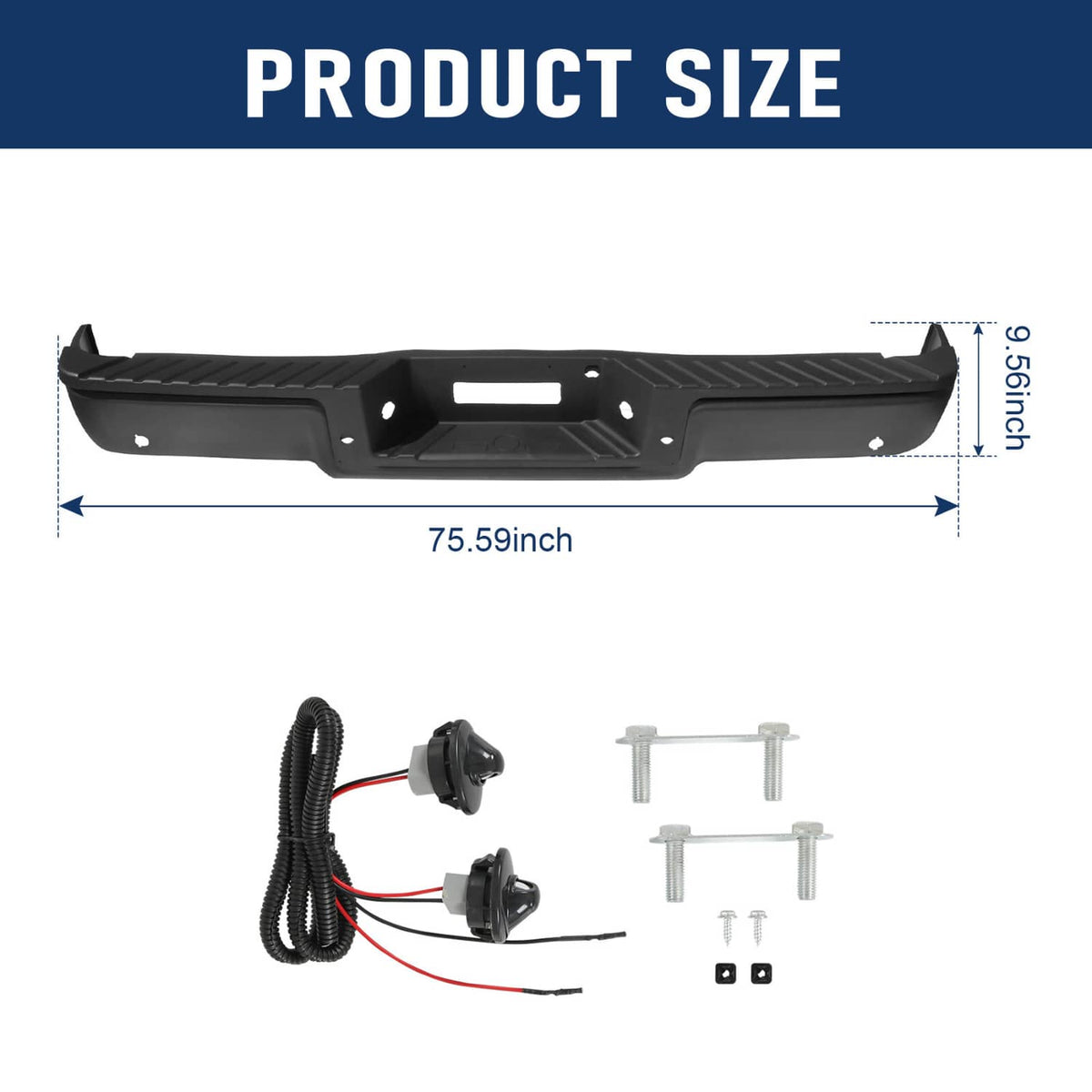 Bethesda Industrial Rear Bumper Assembly For Ford F150 2006 2007 2008 Black Step Bumper With Hole