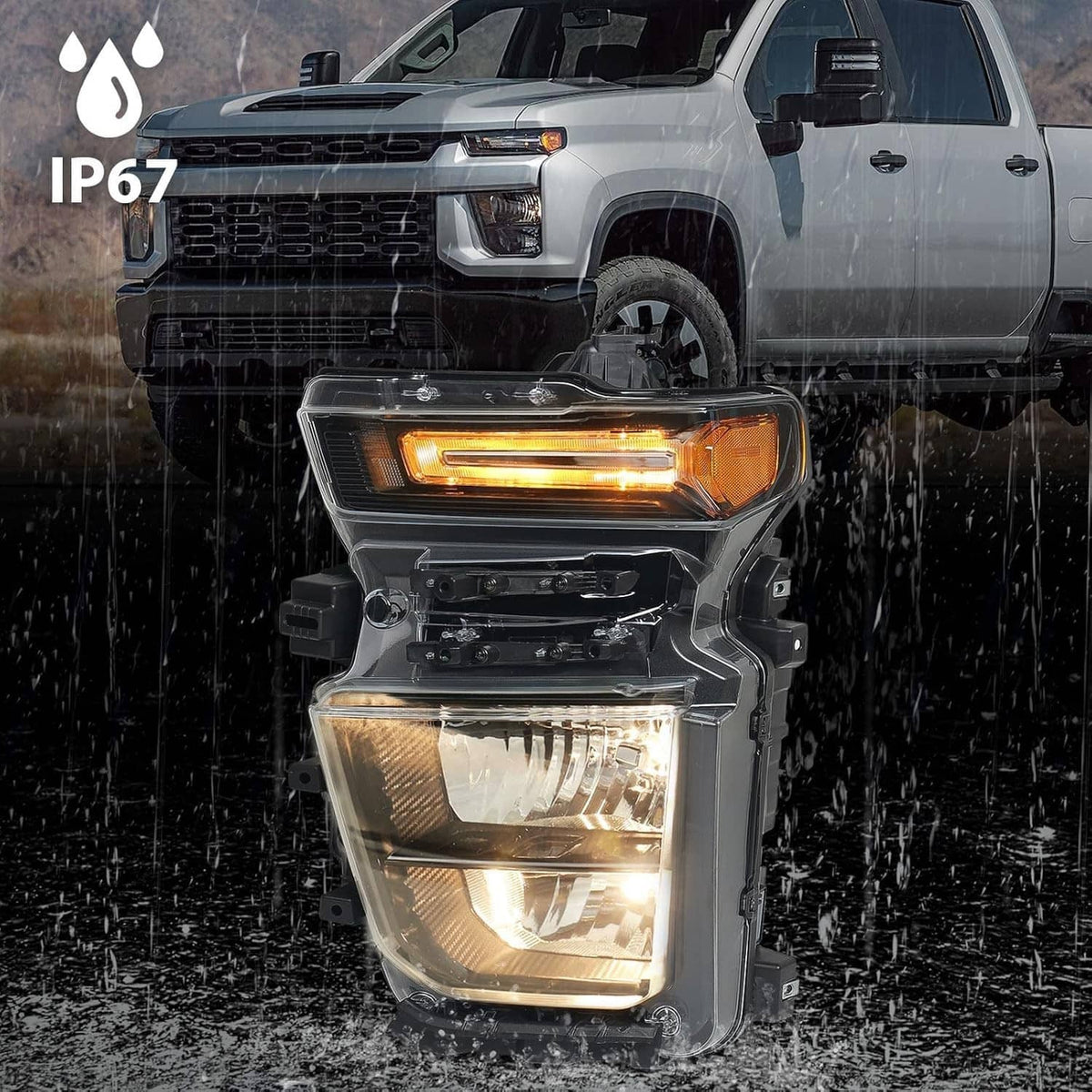 Bethesda Industrial Pair Halogen Headlights w/Bulb For 2024-2025 Chevy Silverado 2500HD 3500HD L+R