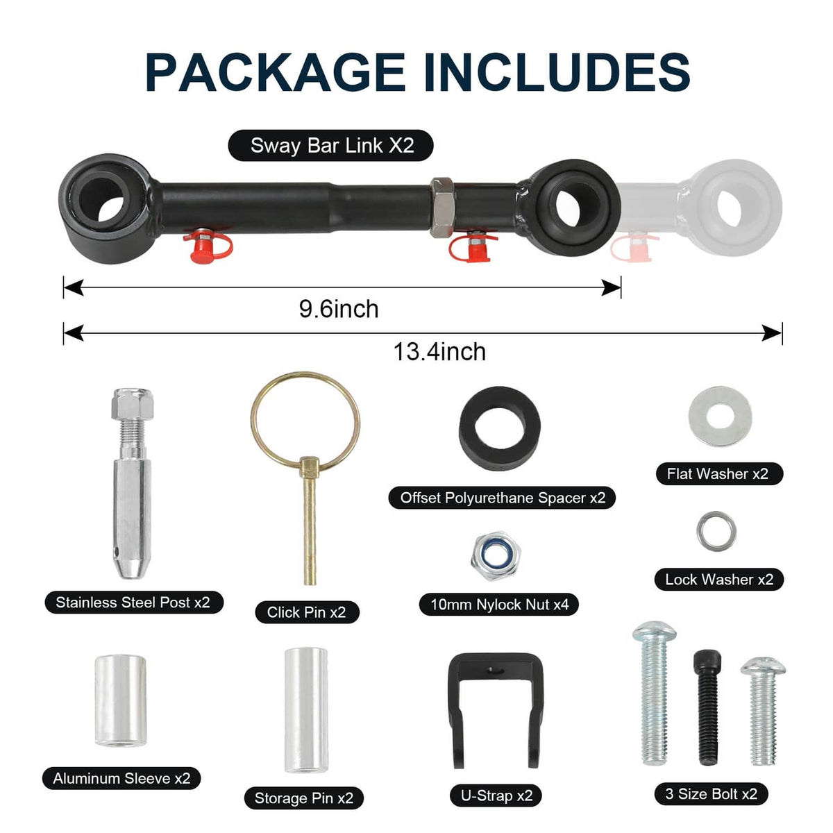 Bethesda Industrial Quick Disconnect Sway Bar Links For 98-06 TJ Cherokee 84-01 XJ with 2.5-6" Lifts