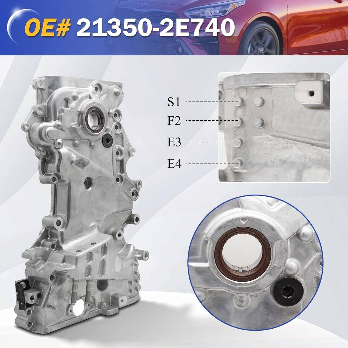 Bethesda Industrial Silver Engine Oil Pump Timing Chain Cover Fit for 2017-2020 Hyundai Elantra 2.0L