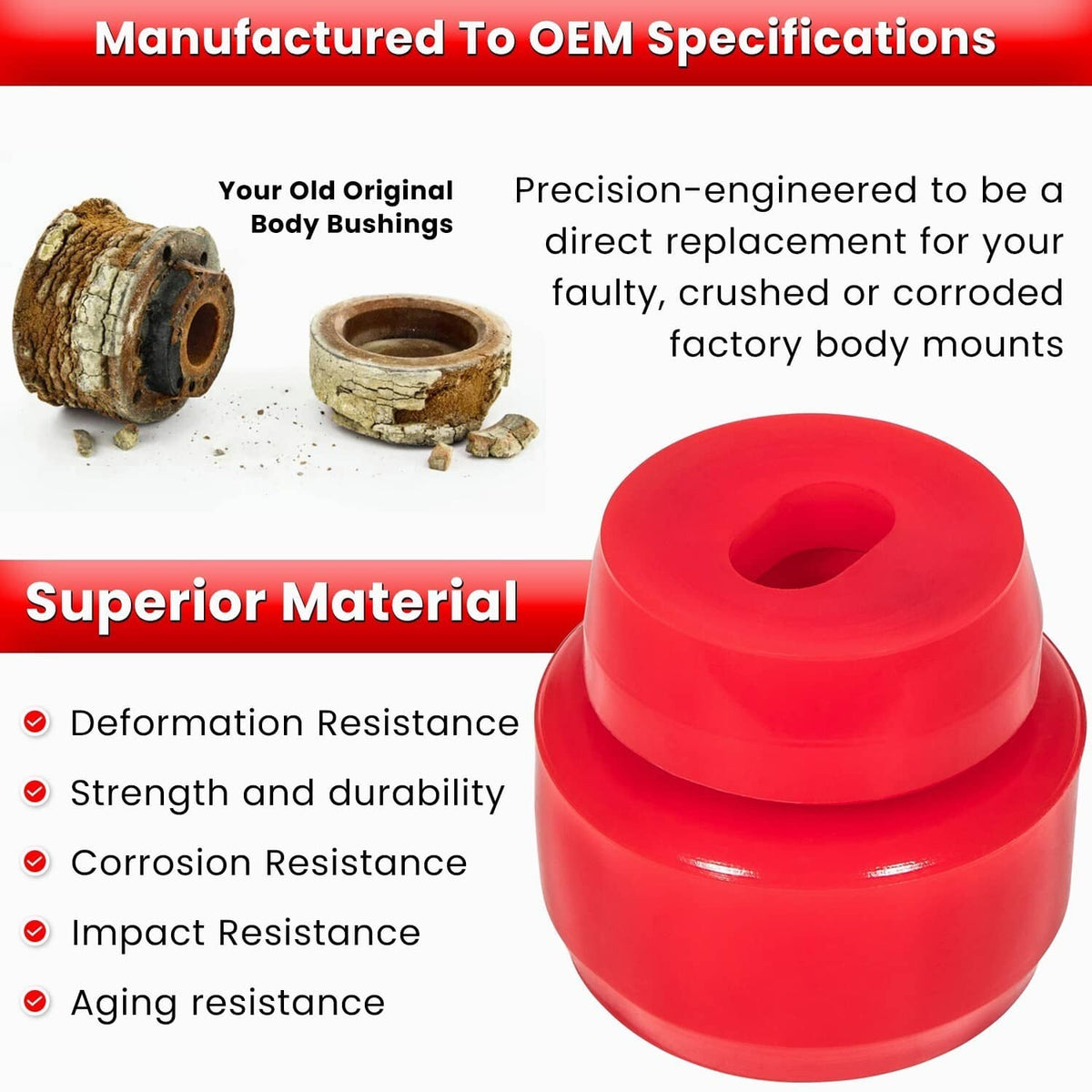 Bethesda Industrial Silicone Body Cab Mount Bushing 7-141 Kit for 1999-2014 Chevy Silverado & Sierra