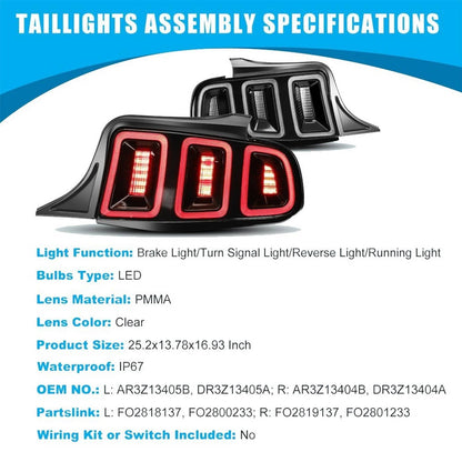 Bethesda Industrial For 2010-2014 Ford Mustang Full LED w/ Sequential Tail Lights Black Brake Lamps