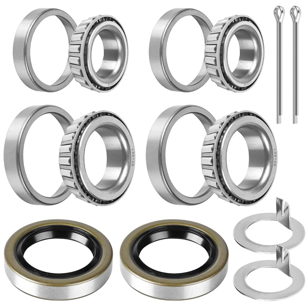 Bethesda Industrial Set of 2 Trailer Bearing Kit Seals L44649/L44610, L68149/L68111 For 3500# Axle