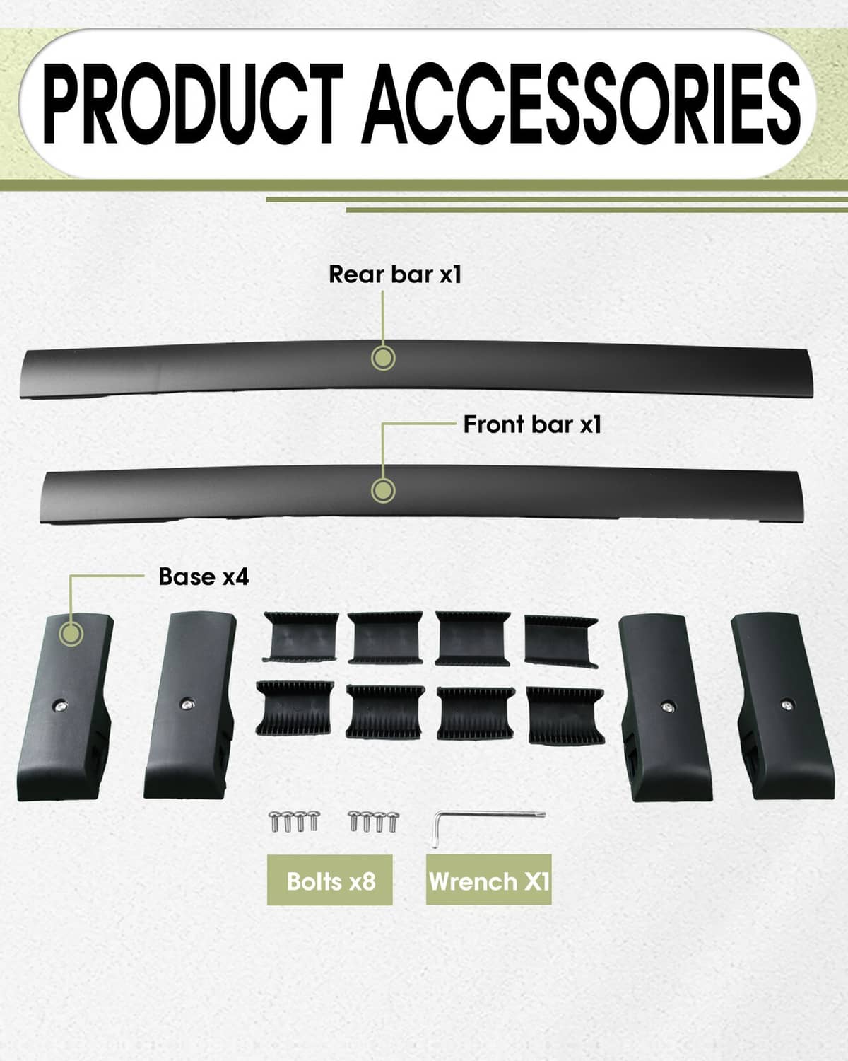 Bethesda Industrial Pair Black Aluminum Cross Bars Roof Racks Rail Fit for 2014-2024 Subaru Forester