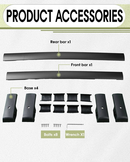 Bethesda Industrial Pair Black Aluminum Cross Bars Roof Racks Rail Fit for 2014-2024 Subaru Forester