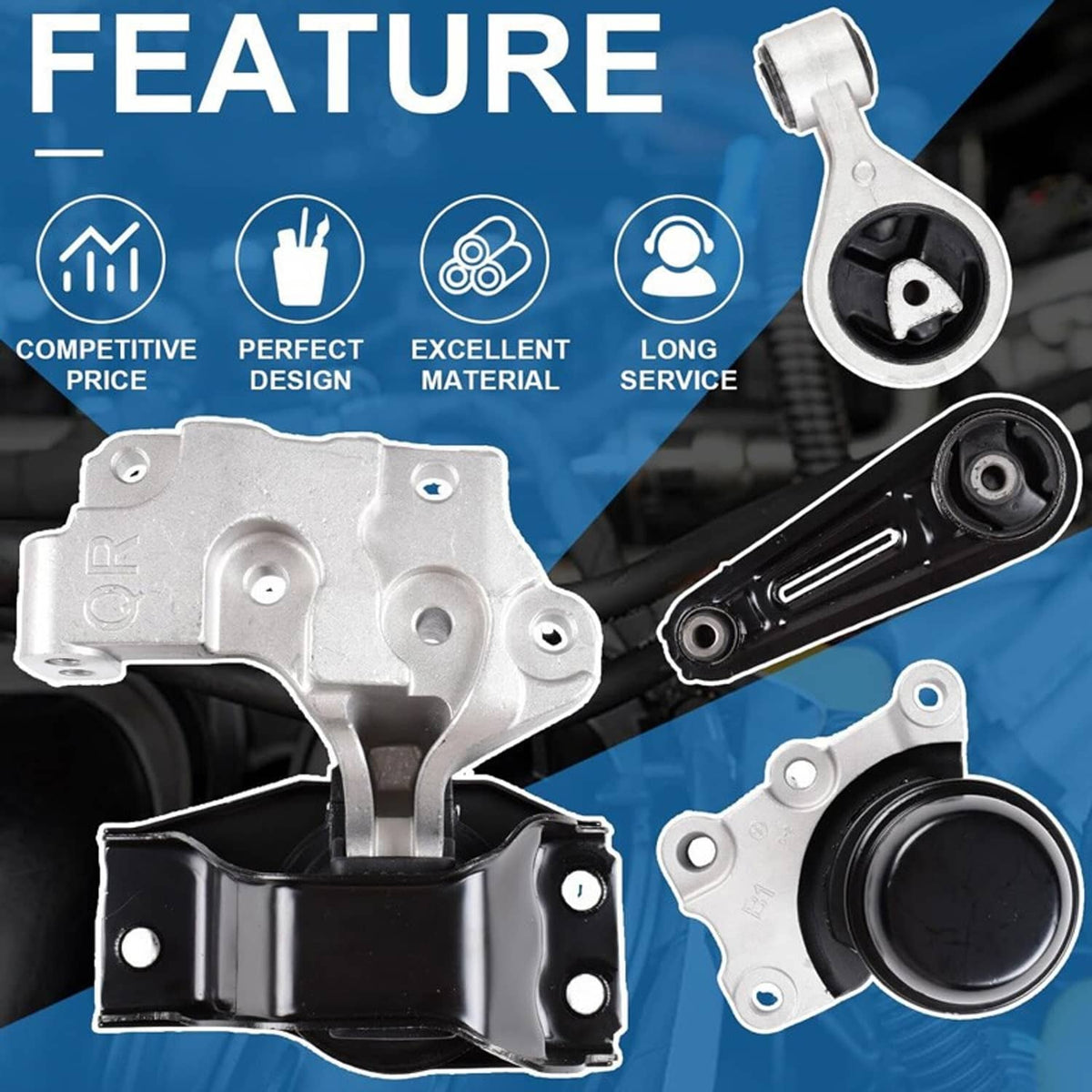 Bethesda Industrial 4Pcs Engine Motor & Trans Mount Set For 2008-2015 Nissan Rogue 2.5L L4 EMT9856