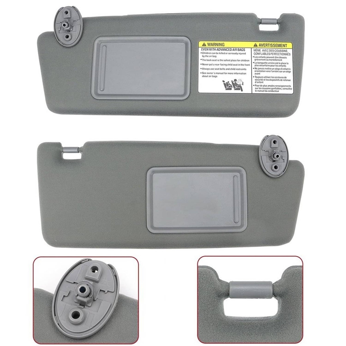 Bethesda Industrial 2Pcs Sun Visor LH Driver & RH Passenger Side For 2005-2015 Toyota Tacoma Gray