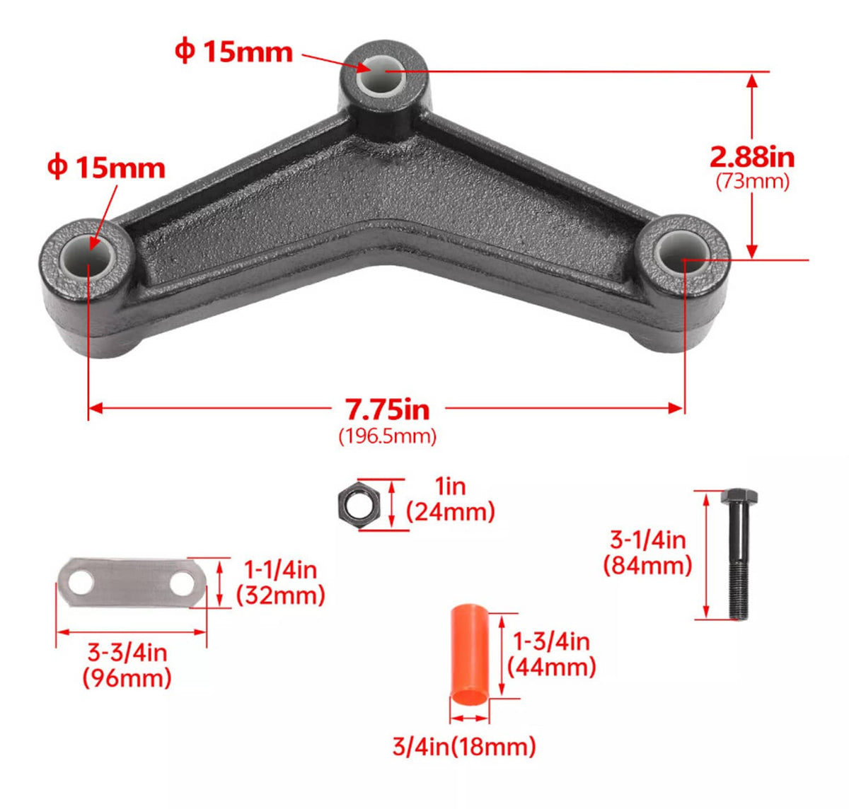 Bethesda Industrial Springs Tandem For 1 3/4" wide Leaf Springs Trailer Axle Suspension Shackle Kit