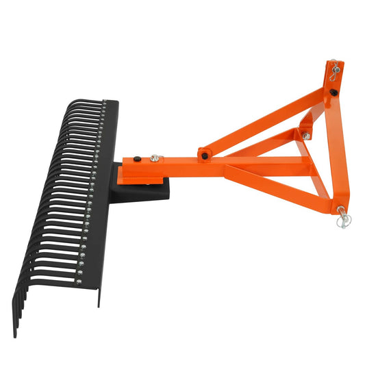 Bethesda Industrial 3 Point Landscape Rock Rake For Category 1 Tractor Attachment Gravel Lawn 60''