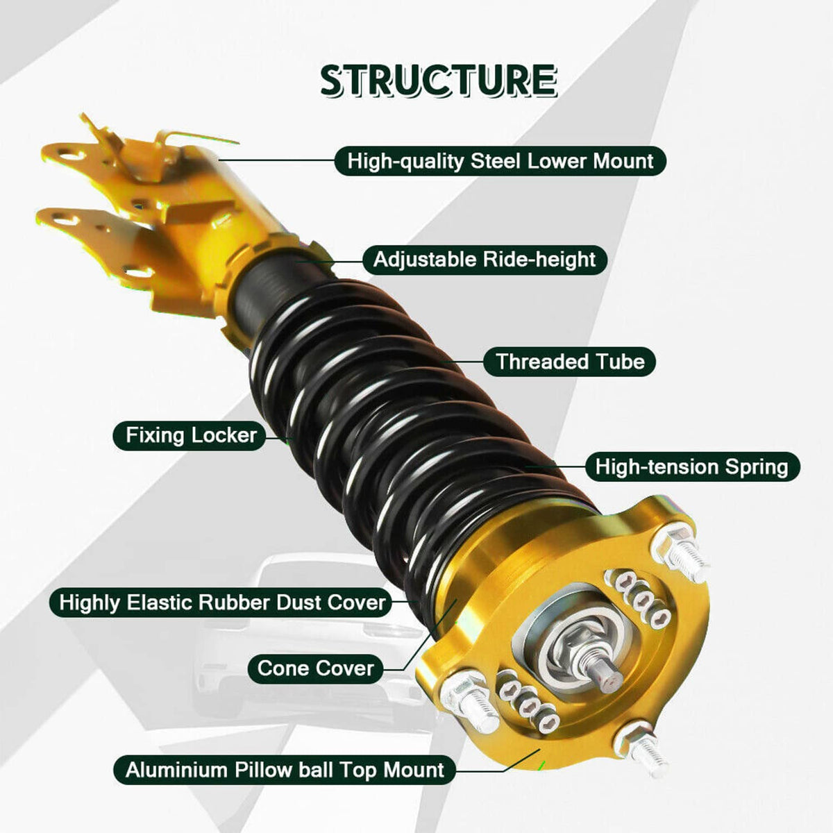Bethesda Industrial Coilovers Suspension Kit For 06-11 Honda CIVIC Adjustable Height Shocks Struts